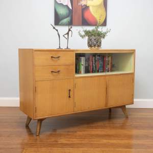 Retro Vintage 1957 Chiswell Sideboard Buffet / Glass Display / Drawers