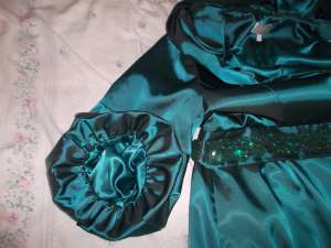 Lined green satin polyester jacket rhinestones Studibaker Sydney Sz 12