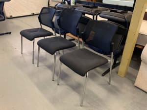 set of 3 black office visitor chairs -deliver or pick up