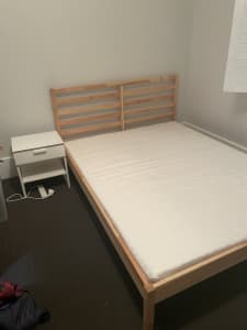 As new - IKEA Tarva Queen size bed Moshult foam mattress