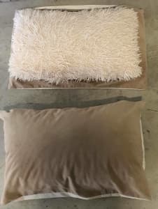 2x Small White Flurry sofa cushion with extra cover (WASHED), LIke NEW