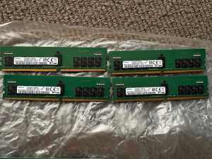 4x SAMSUNG 16GB DDR4 2666 ECC REG 2Rx8 PC4-21300 SERVER RAM