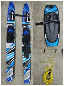 Bodyglove skis, ski rope, kneeboard package - never used