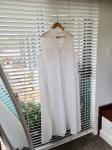 Carla Zampatti White Linen Dress Size 16-18