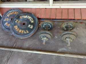 Barbell /Dumbell Set with
2 x 20kg 4 x 2.5, 2 x 1.5, Plates $130

No 