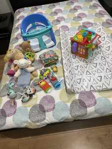 Baby stuff / bath seat, change mat , toys