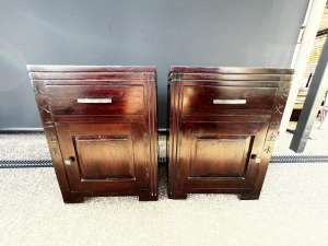 2 excellent condition solid teak wood bedside table