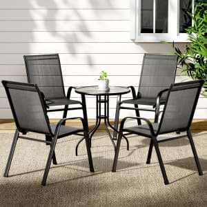Outdoor Furniture 5PC Table and chairs Stackable Bistro Set Patio...