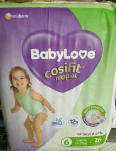 BRAND NEW UNOPENED BABYLOVE JUNIOR NAPPIES, $10ea. 20 X BAGS AVAILABLE