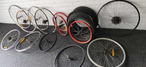 Bike rims all sizes 20 inch $25 20 inch red set $40 each 24 inch front