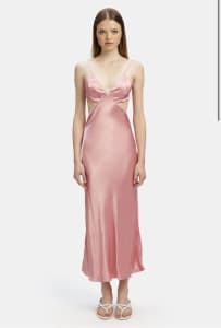 Pink Bardot Diamonte Evening Gown