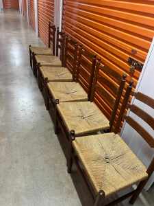 Jarrah dining chairs with rattan seats