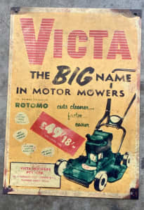 Repro Vintage Victa Mower Metal Sign