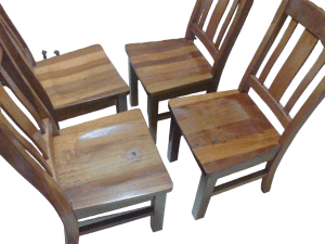 4 x hardwood polished timber dining chairs