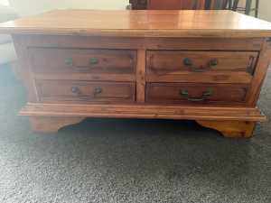 Wooden coffee table with 8 drawers