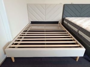 Brand New cream Double Queen bed frame Linen bedframe