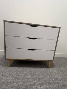 Modern Scandi 3 chest of drawers oak and white