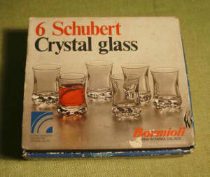 SCHUBERT CRYSTAL GLASS Set of 6 in Box by BORMIOLI Italy