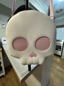 Pink and white skull cross body bag purse (Small)