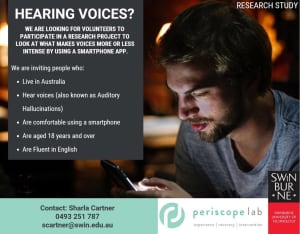 Research Study: Do you hear voices? Are you in Australia?