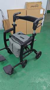 2 in 1 rollator walker and transport chair with bag