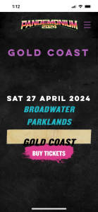 Pandemonium tickets Gold Coast 
