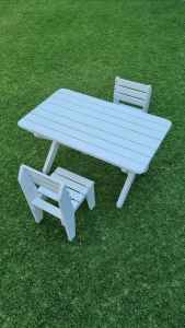 Toddler/kids outdoor play table with seats and step stool