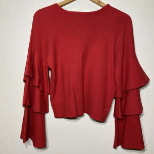 Red Tiered Bell Sleeve Knit Top
