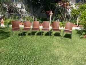 1 Set 6 Identical Steel Dark Wood Chairs