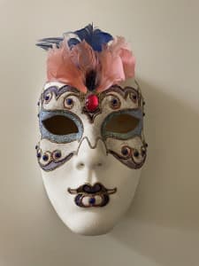 Vintage Authentic Venetian Masquerade Papier Mache Mask (circa 1986)