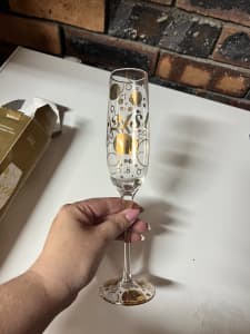 Gold and glass 21st birthday champagne flute