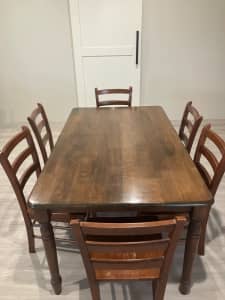 Dinning table and six chairs
