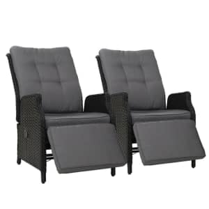 Gardeon Set of 2 Recliner Chairs Sun lounge Outdoor Furniture Setting