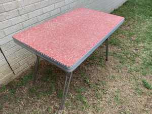 Vintage pink Formica table with steel legs 1950s -1960s