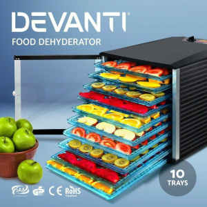 Devanti Food Dehydrator 10 Trays Commercial Fruit Dehydrators Beef