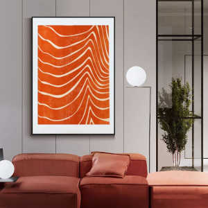 60cmx90cm Abstract Orange Black Frame Canvas Wall Art...