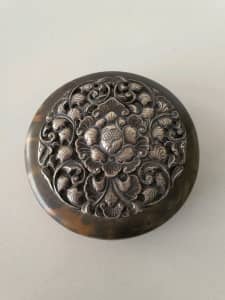 Antique sterling silver tortoise box 