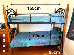 SOLD Convertible Bunk Beds x 2 single / bunk format mattresses