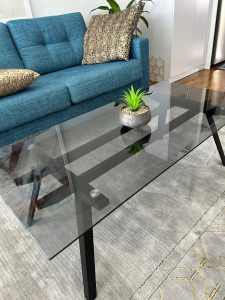 Glass and metal coffee table rectangular