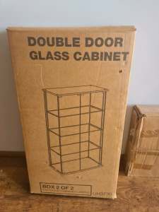 Double door glass display cabinet
