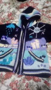 Baby jacket knit Cardigan jumper Peru hand made llama 1-2