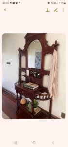 Antique reproduction Hall stand with Drawer and Mirror 