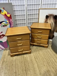 2 matching 3 drawer bedside tables $80 for the pair