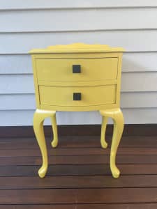 Queen Anne Bedside Table in Canary Yellow