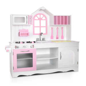 Kids Wooden Kitchen Play Set - White & Pink 30308