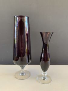 Purple Glass Vases (2) Perfect condition