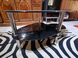 Black glass Coffee table and matching TV Cabinet