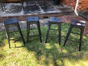 Tolix metal bar stools, set of 4, black