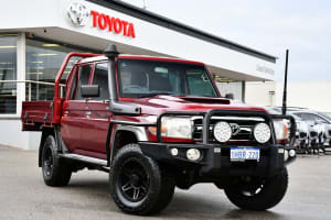 2020 Toyota Landcruiser VDJ79R GXL Double Cab Merlot Red 5 Speed Manual Cab Chassis
