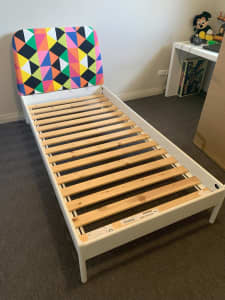 Ikea Single Bed [White Metallic Frame]